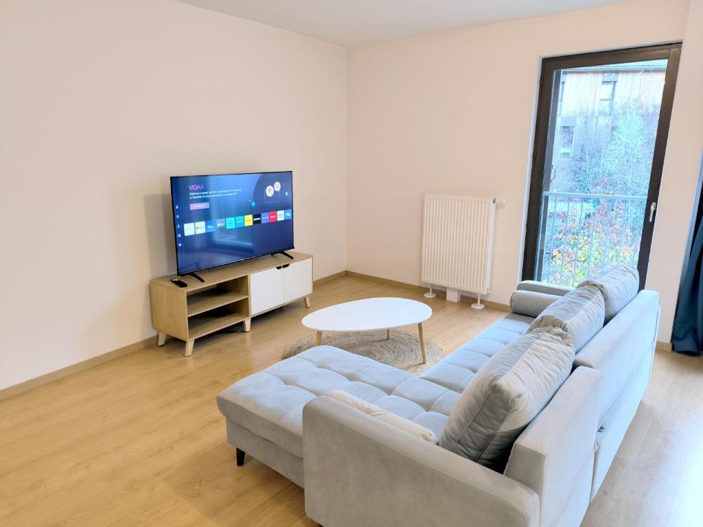 TV a/nebo společenská místnost v ubytování Appartement entier 56 m2 aux portes de Genève