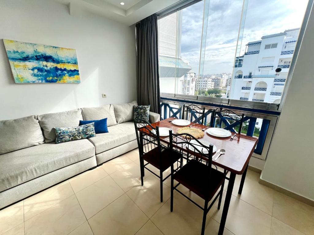 Posezení v ubytování Blue Wave Apartment