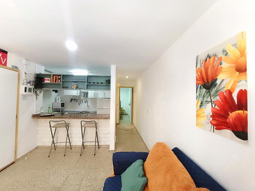 Kuchyň nebo kuchyňský kout v ubytování Apartamento RenTenerife Sand & Sea El Medano