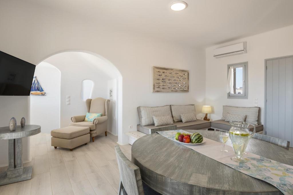 Posezení v ubytování Paros Melodia Apartments
