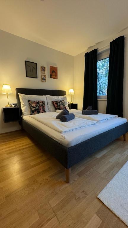 Posteľ alebo postele v izbe v ubytovaní Modernes & ruhiges Apartment mit Balkon