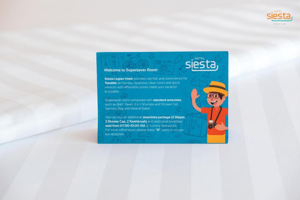 Certifikát, hodnocení, plakát nebo jiný dokument vystavený v ubytování Siesta Legian
