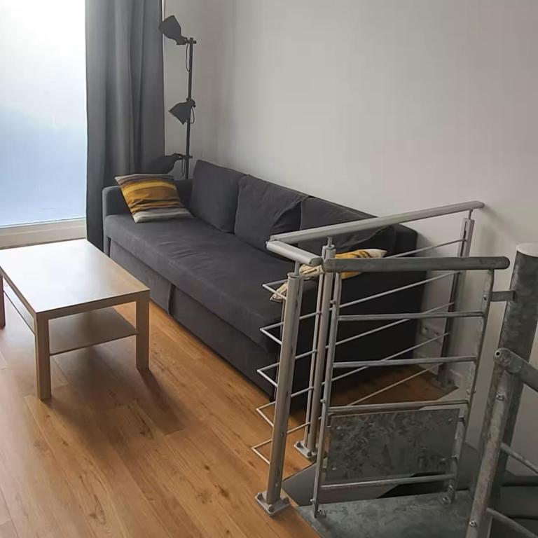a living room with a couch and a table at Charm in Heart of Paris Vaugirard in Paris