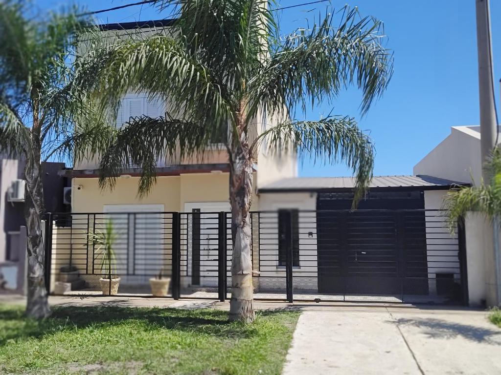 a palm tree in front of a house at Casa de Fin de semana in María Grande