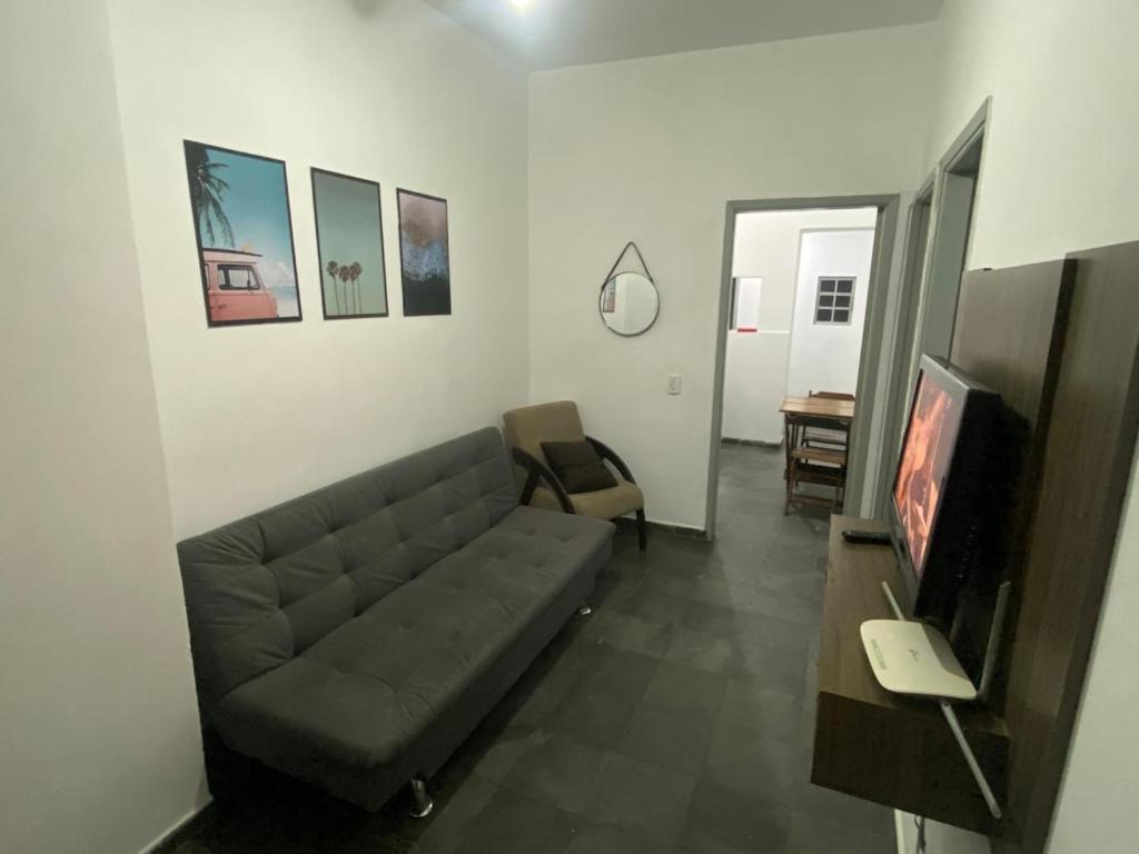 a living room with a couch and a tv at 739 Casa 1 · Casa1 - 2 dorm, otima local ,Wi-Fi,Note,Gar, pet in Campinas