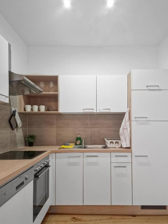 Kuchyň nebo kuchyňský kout v ubytování Stockerau Sky Terrace