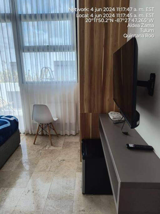 TV a/nebo společenská místnost v ubytování Top level studio with minifridge microwave and splash pool