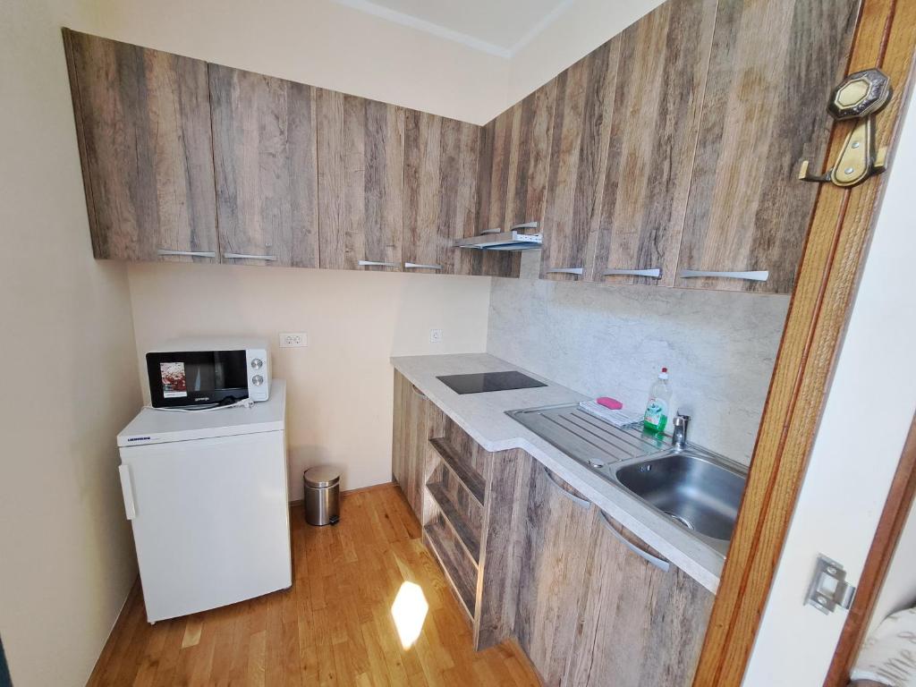 Kuchyň nebo kuchyňský kout v ubytování Parma Guesthouse & Apartments