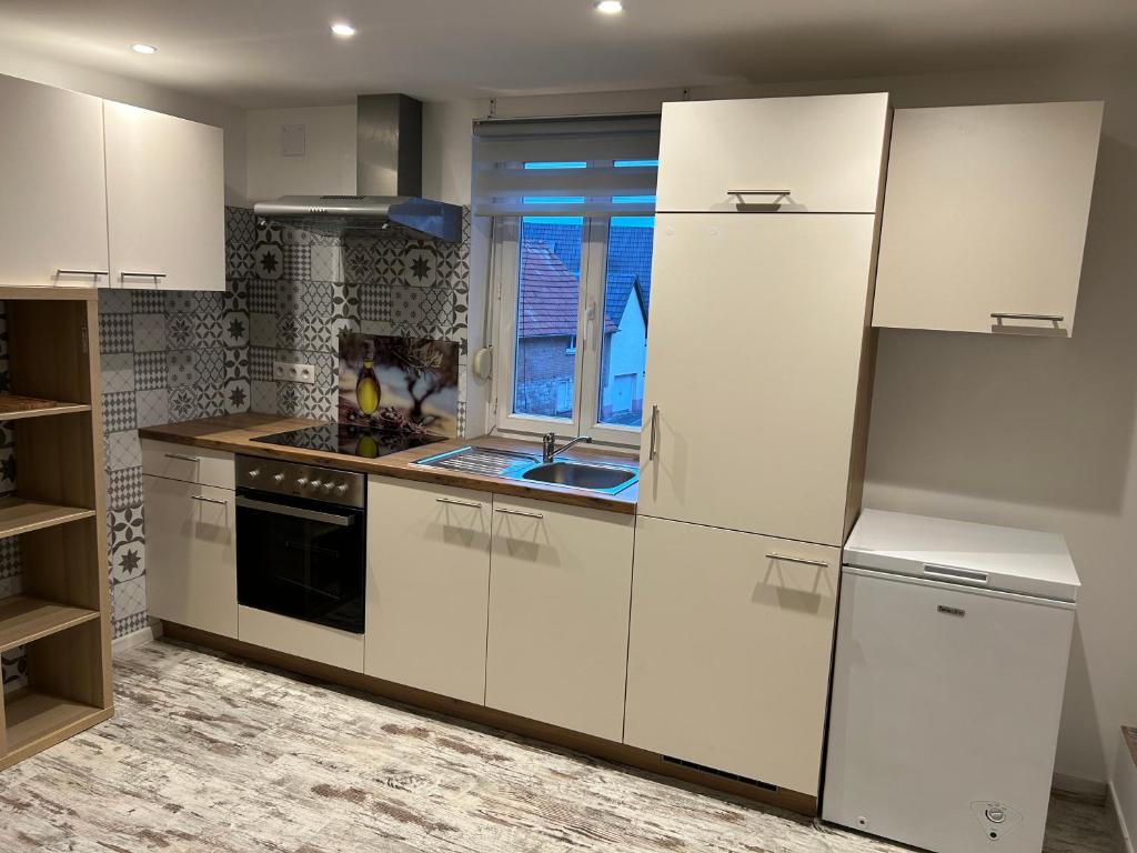Kuchyň nebo kuchyňský kout v ubytování Appart Chez willi