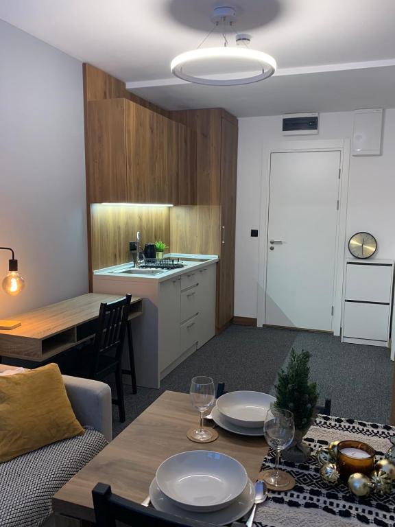 Kuchyň nebo kuchyňský kout v ubytování Apartman Glečer Vila Bela Reka