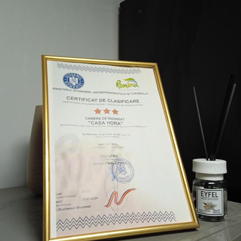 Certifikát, hodnocení, plakát nebo jiný dokument vystavený v ubytování CAsaHORA