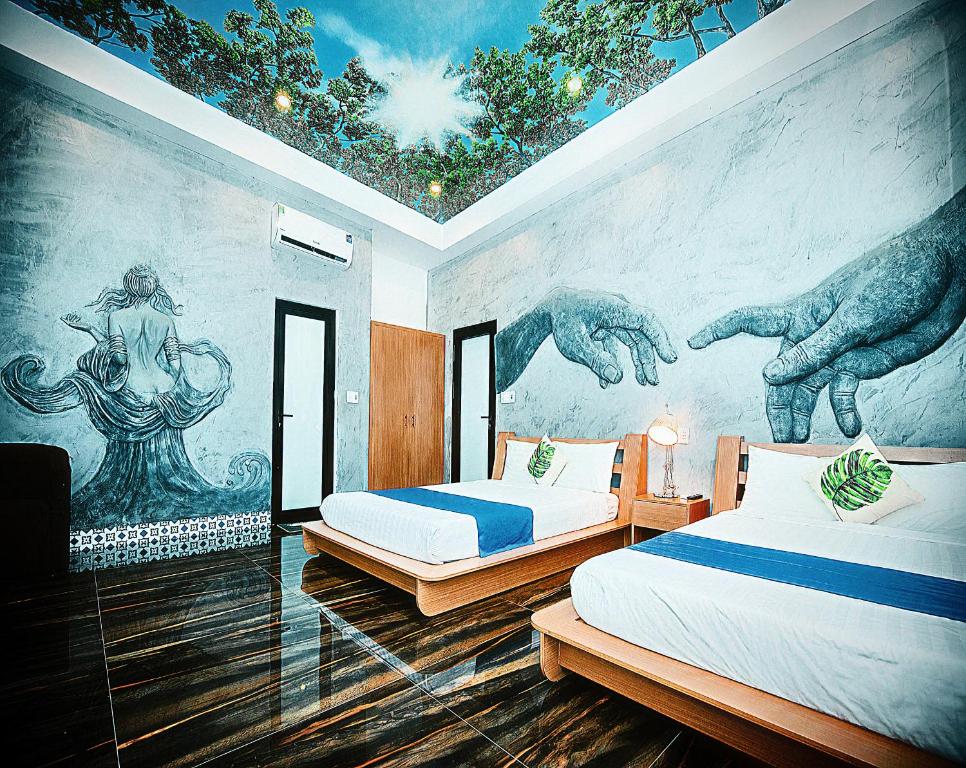Postel nebo postele na pokoji v ubytování HELLO VILLA & SPA