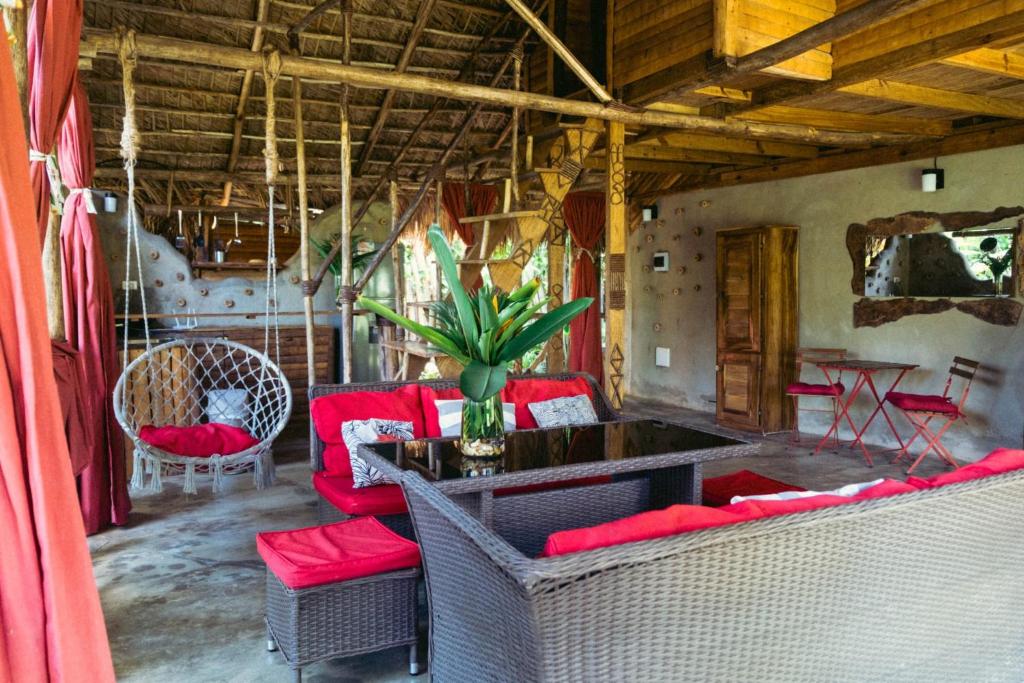 Zona de estar de Bungalows India, El Valle, Samana