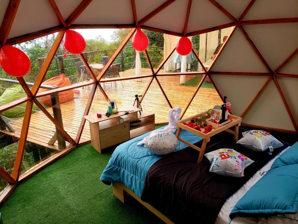 Postel nebo postele na pokoji v ubytování Elementium Glamping