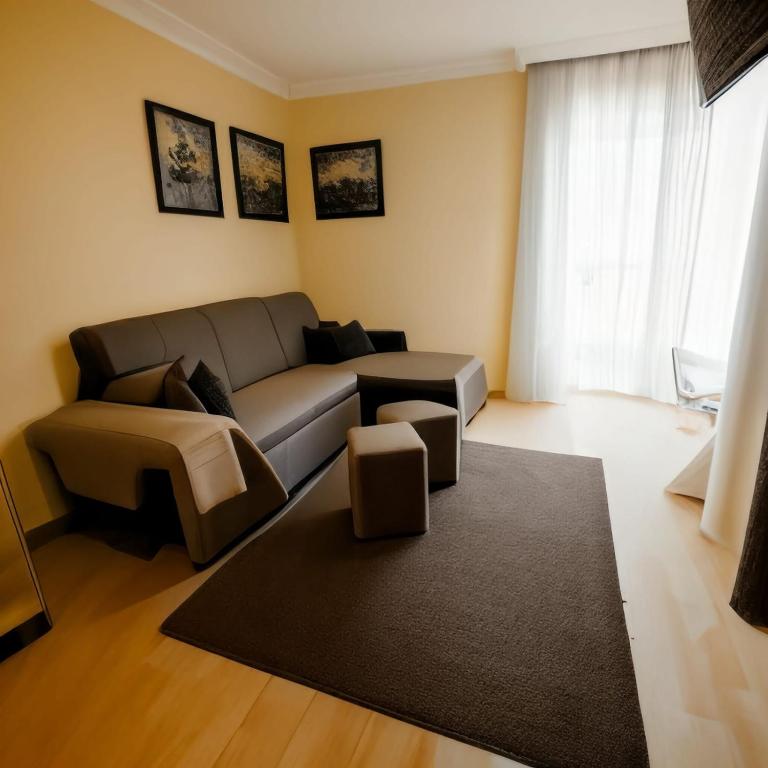 a living room with a couch and a rug at Duplex Elegant in Genovés