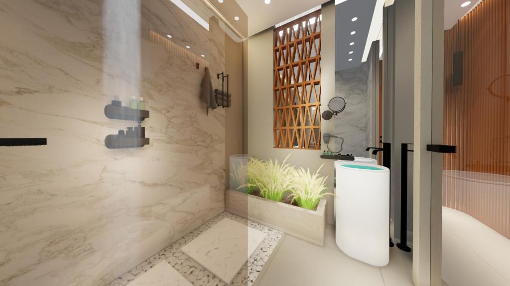 Koupelna v ubytování Zorbas Lifestyle Hotel