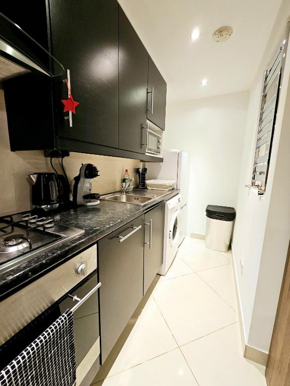 Kuchyň nebo kuchyňský kout v ubytování Modern Hyde Park Home with Private Entrance & Private Back Patio near Bayswater & Paddington Stations