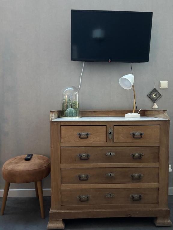 TV a/nebo společenská místnost v ubytování Guesthouse de Loft
