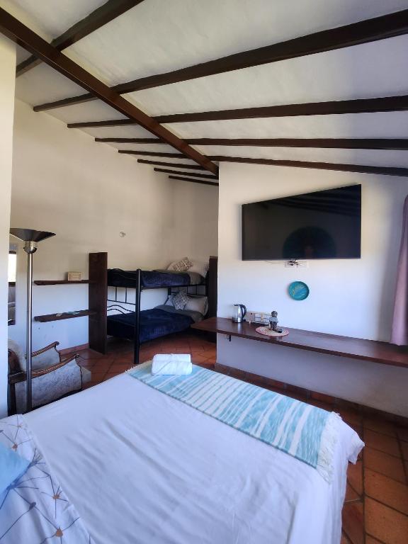 Postel nebo postele na pokoji v ubytování Hotel Ficus Villa de Leyva