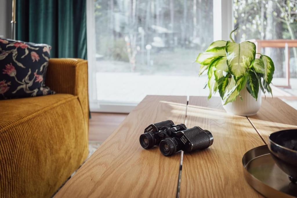 Posezení v ubytování Modernes Waldhaus im Spreewald