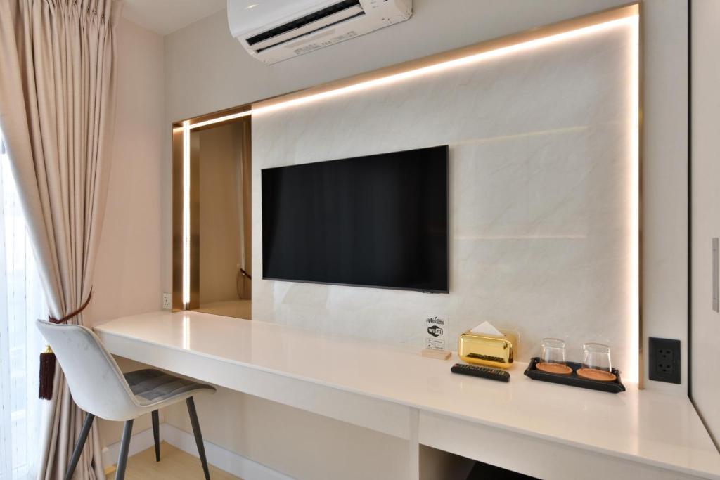 TV a/nebo společenská místnost v ubytování Victora Hostel