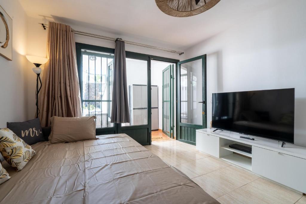 Televízia a/alebo spoločenská miestnosť v ubytovaní Apartment Princesa Bitacora