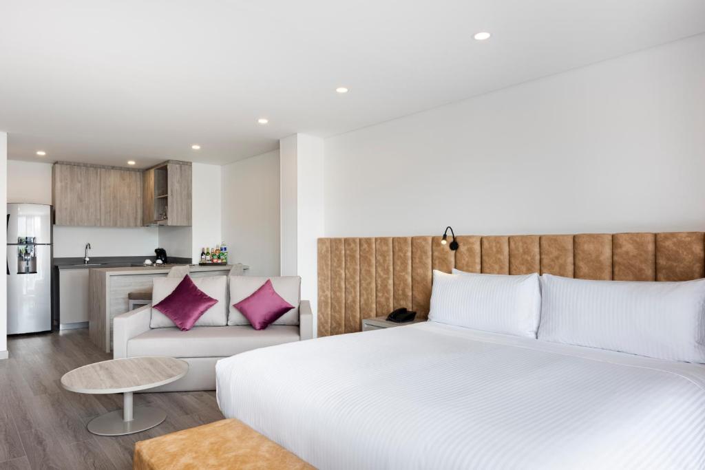 Kuchyň nebo kuchyňský kout v ubytování Hotel Jazz Apartments