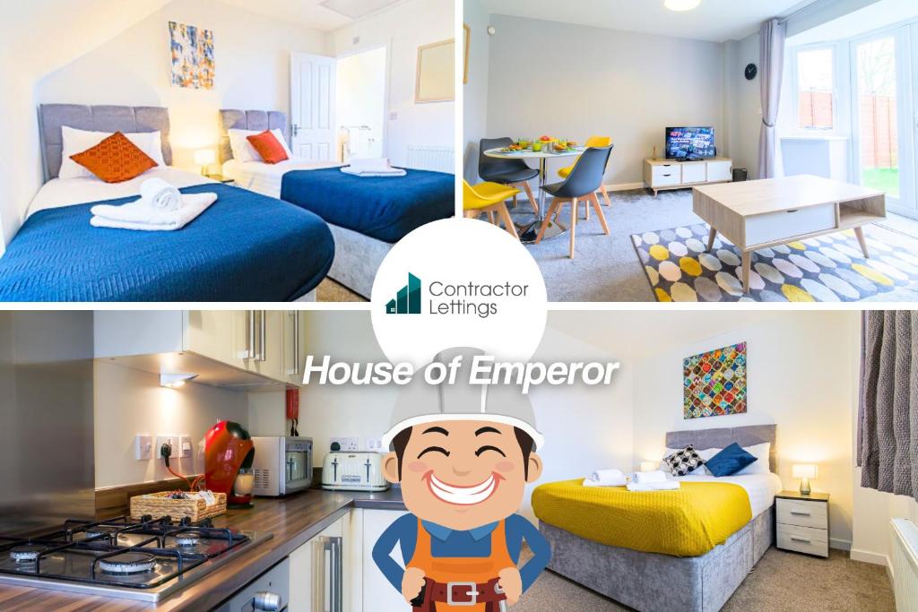 a collage of two pictures of a house of emperor at 3 Bedroom Contractor House By Your Lettings Short Lets & Serviced Accommodation Peterborough With Free WiFi and Parking in Peterborough