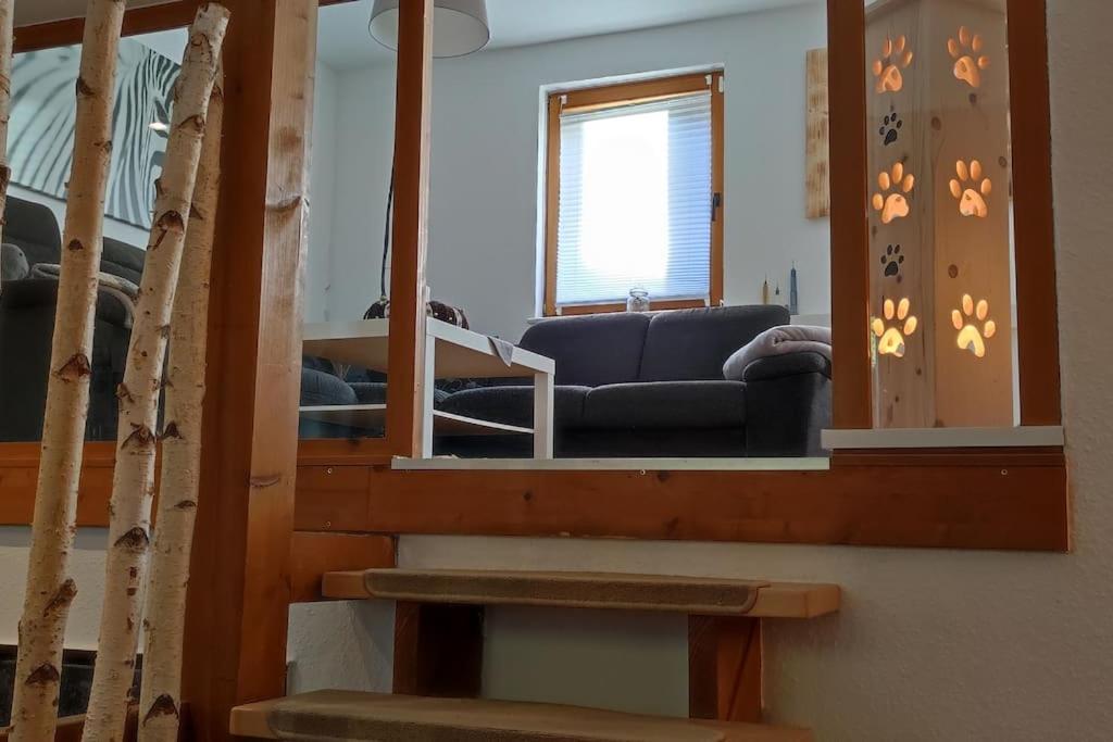 Ruang duduk di Ferienwohnung Buddy