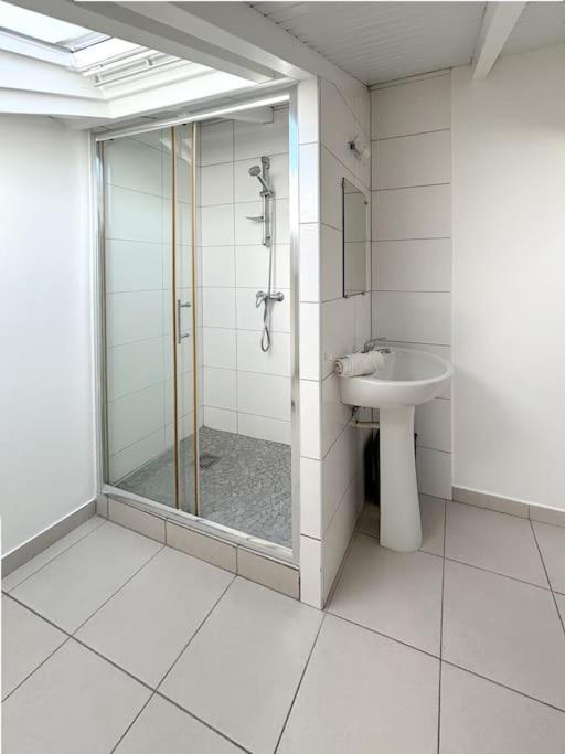 Bagno di Bel appartement duplex T4 Laboté, vue mer, a 600m de la plage de Diamant
