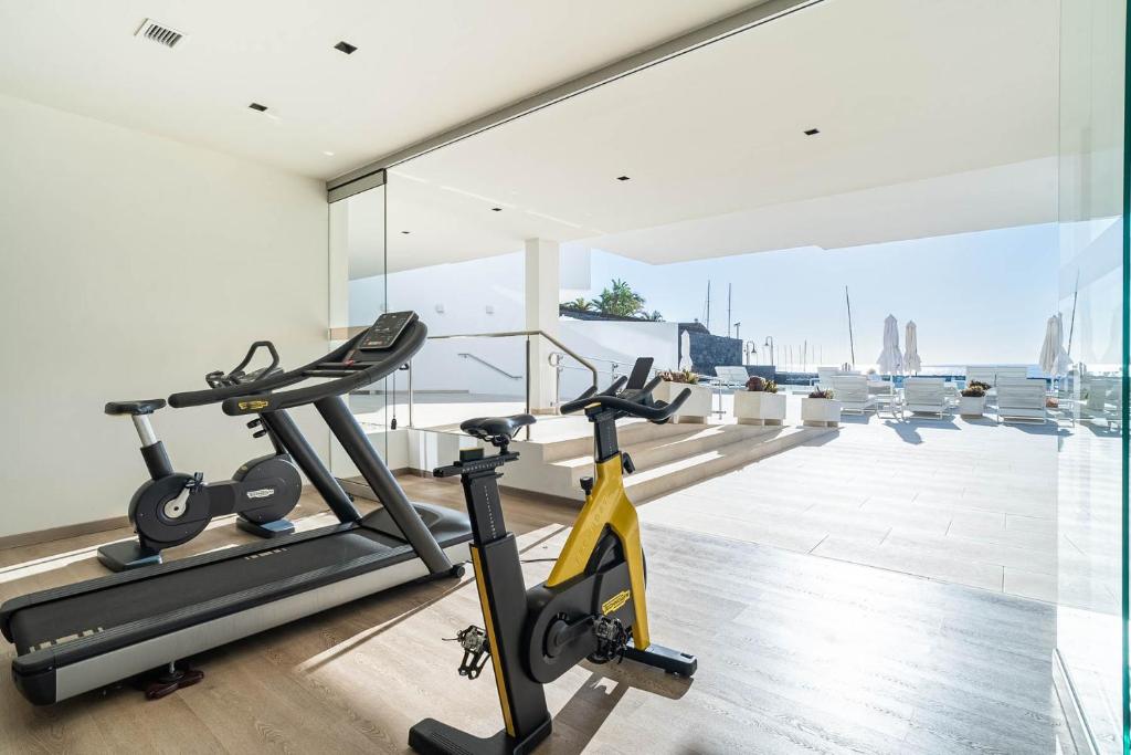 a gym with two treadmills in a house at Royal Marina Suites Boutique Hotel - Adults Only in Puerto Calero
