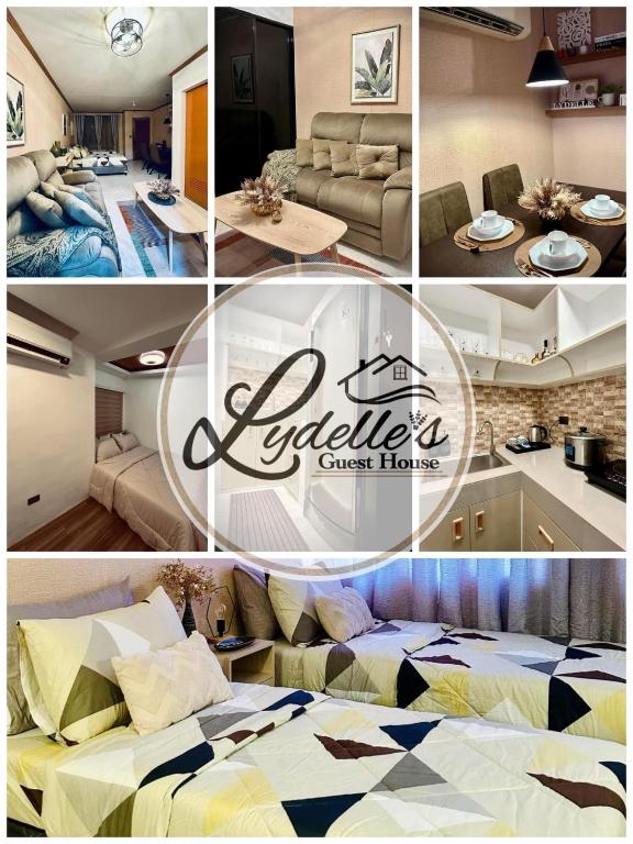 a collage of photos of a living room and a guest house at Lydelles Guesthouse in Butuan