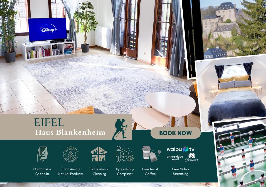 TV a/nebo společenská místnost v ubytování Greenhouse Living "Haus Blankenheim" - Burgblick I Urlaub mit Hund - 30 Minuten zum Phantasialand & Nürburgring