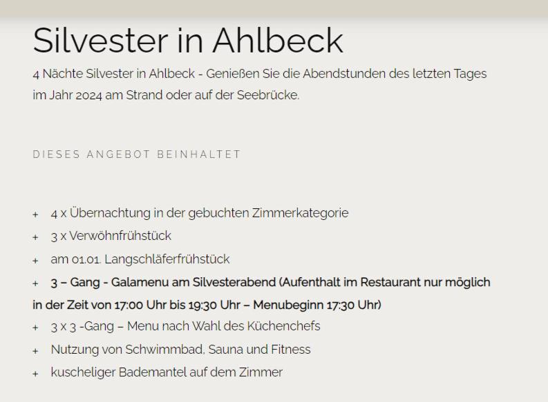 Strandhotel Ahlbeck - Habitación Doble Con Paquete De Año Nuevo 2