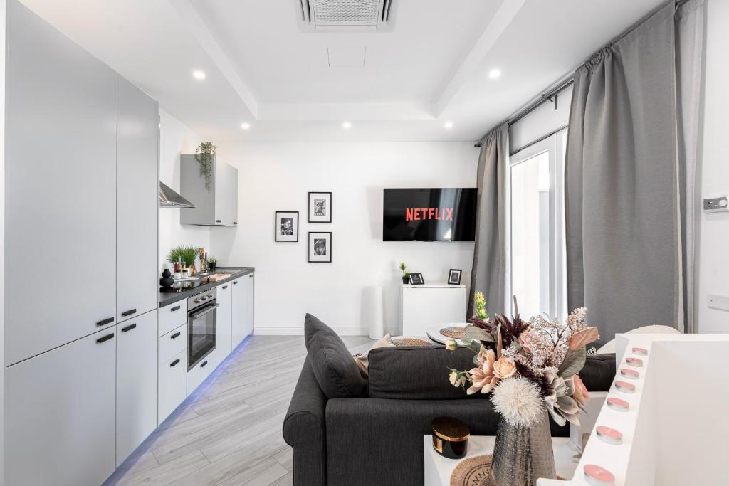 TV a/nebo společenská místnost v ubytování Luxury - Jacuzzi Apartments Near Rome