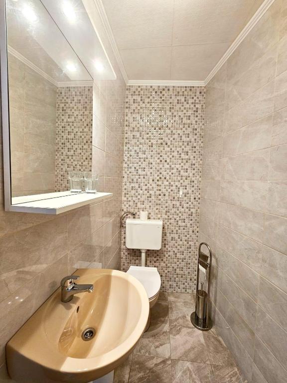 łazienka z umywalką i toaletą w obiekcie Apartments with a parking space Malinska (Krk) - 2390 w mieście Malinska