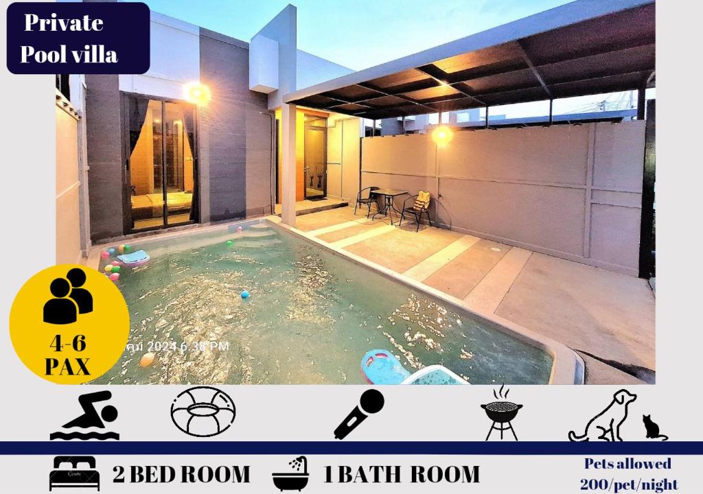 Bazén v ubytování The Modern Hua-Hin Private Poolvilla from beach 3km nebo v jeho okolí