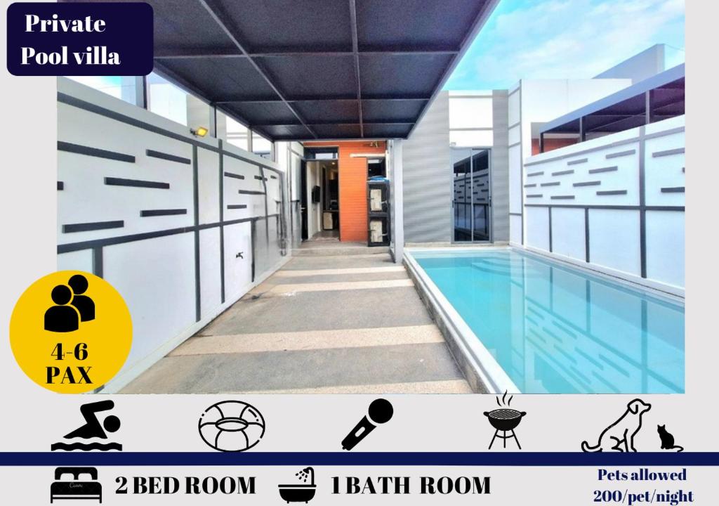 a house with a pool villa with a bed room at The Modern A27 Hua-Hin Private Poolvilla from beach 3km in Hua Hin