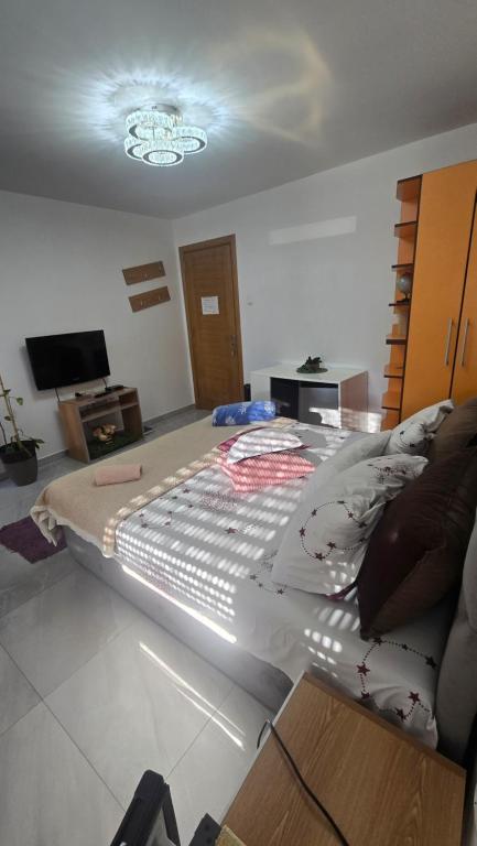 TV a/nebo společenská místnost v ubytování Spa apartman zatvoreni bazen Maca