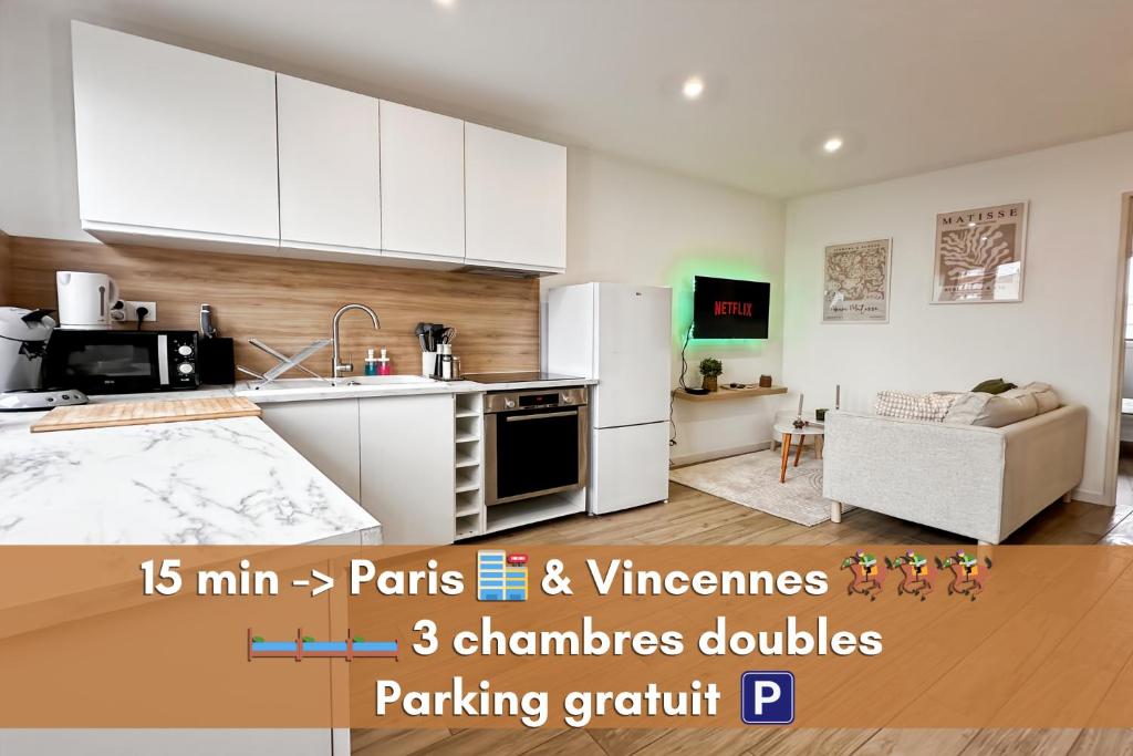 Η κουζίνα ή μικρή κουζίνα στο NOA - Appartement familial très proche Paris et Vincennes - Parking free
