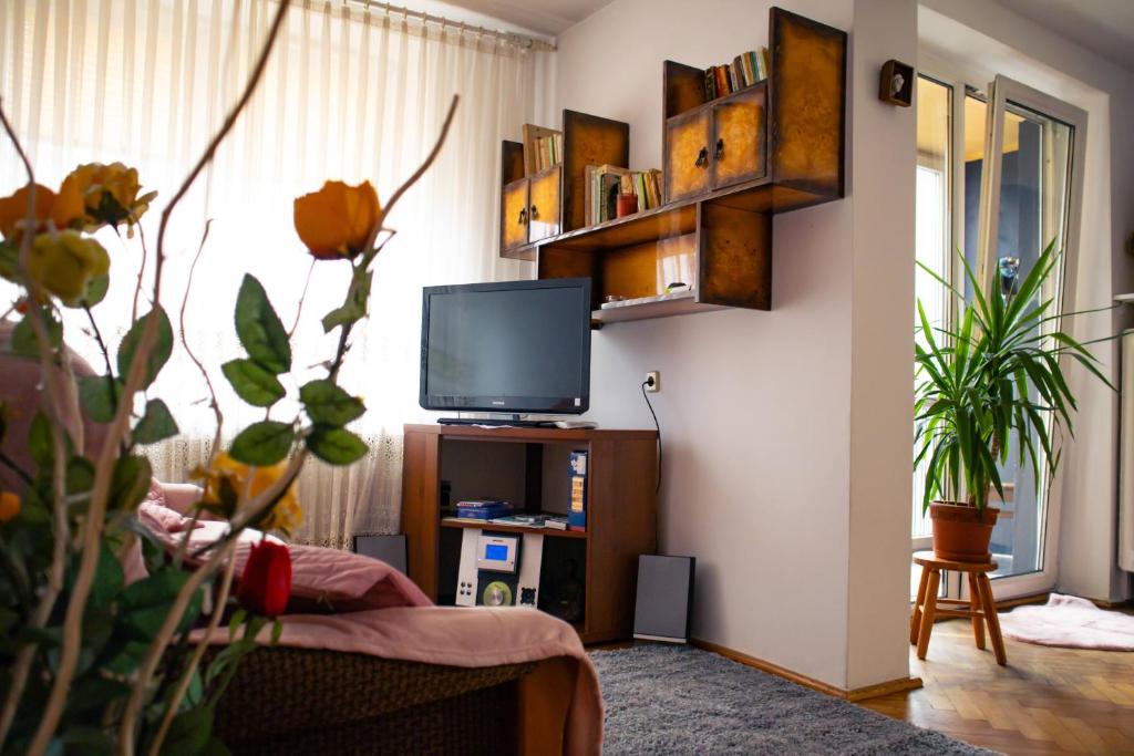 Televízia a/alebo spoločenská miestnosť v ubytovaní Nad Motławą