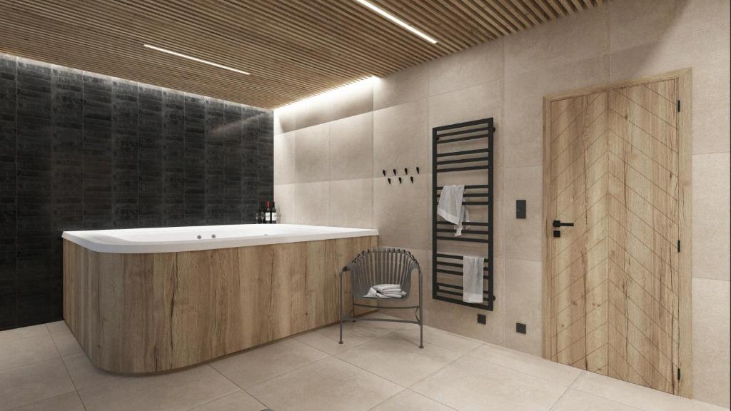 Koupelna v ubytování Apartmány Hraničná s privátním wellness