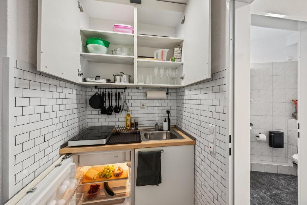 Kuchyň nebo kuchyňský kout v ubytování Apartment Köpenick See