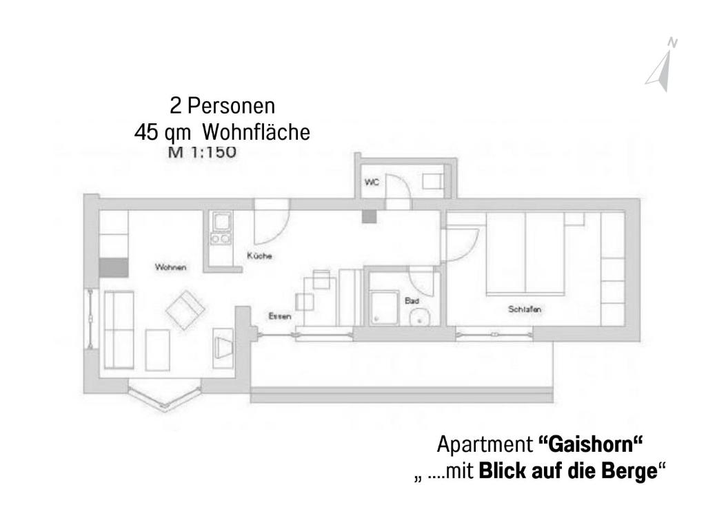 Plán poschodí v ubytovaní Apartments Tannheim - bei Birgit Mariacher - inklusive Sommerbergbahnen - Infrarotsauna & Brötchenservice - zentral mit Bergblick