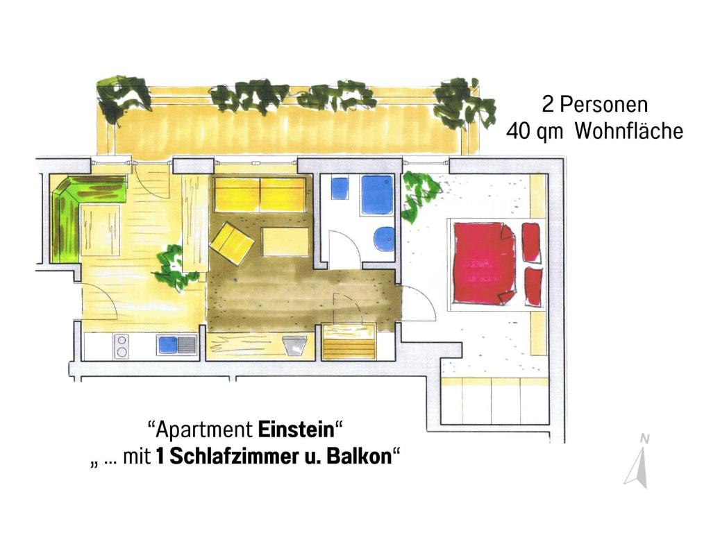 Plán poschodí v ubytovaní Apartments Tannheim - bei Birgit Mariacher - inklusive Sommerbergbahnen - Infrarotsauna & Brötchenservice - zentral mit Bergblick