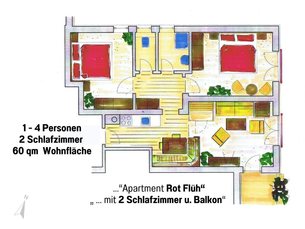 Plán poschodí v ubytovaní Apartments Tannheim - bei Birgit Mariacher - inklusive Sommerbergbahnen - Infrarotsauna & Brötchenservice - zentral mit Bergblick