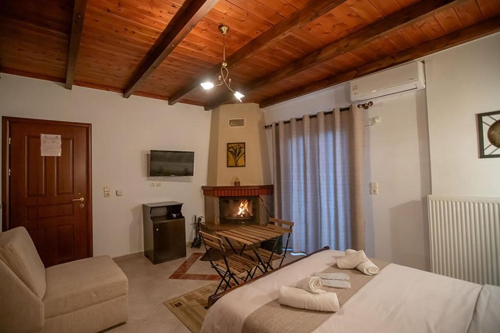 Łóżko lub łóżka w pokoju w obiekcie Guesthouse Moucha