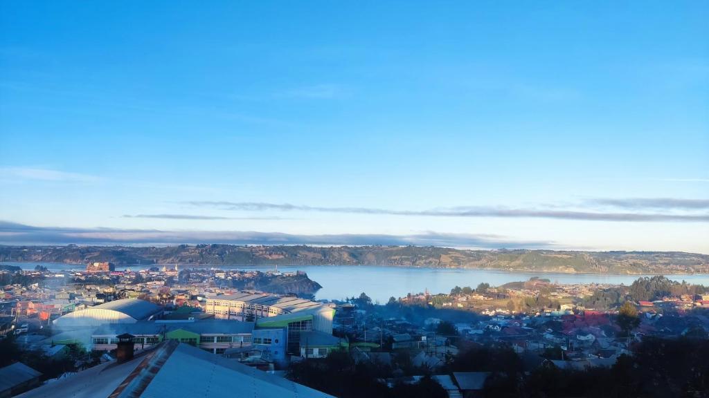 a view of a city and a body of water at Cabaña Castro-Gamboa in Castro