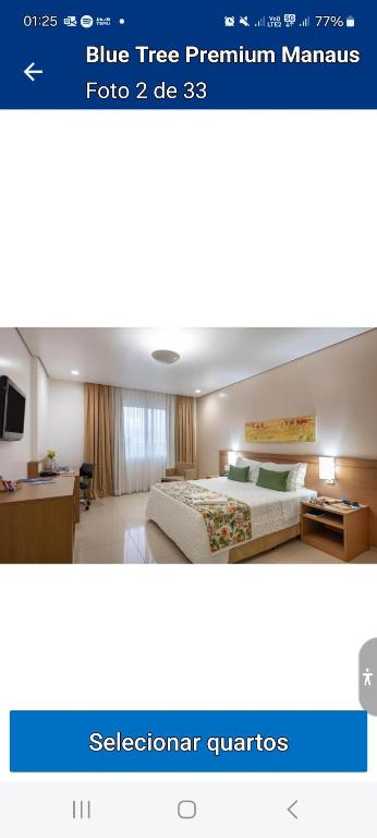 a picture of a bedroom with a blue tree premium mansion at Flat Premium no Adrianopolis in Manaus