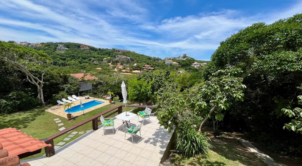 ブジオスにあるPousada Nomades Buziosのプール付きの家の航空写真